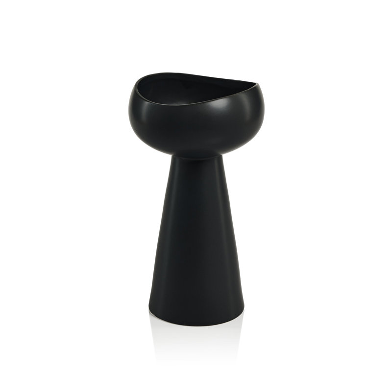 10'' H Ceramic Tabletop Candlestick, Black