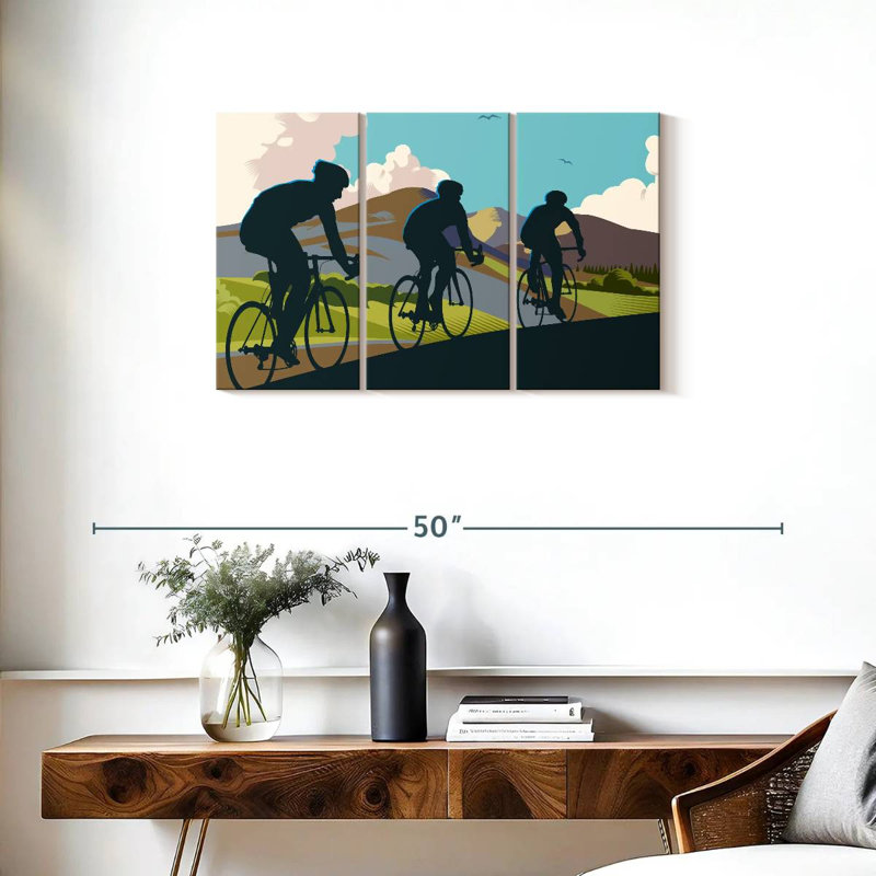 Sireci Three Cyclists, 20" H x 33" W