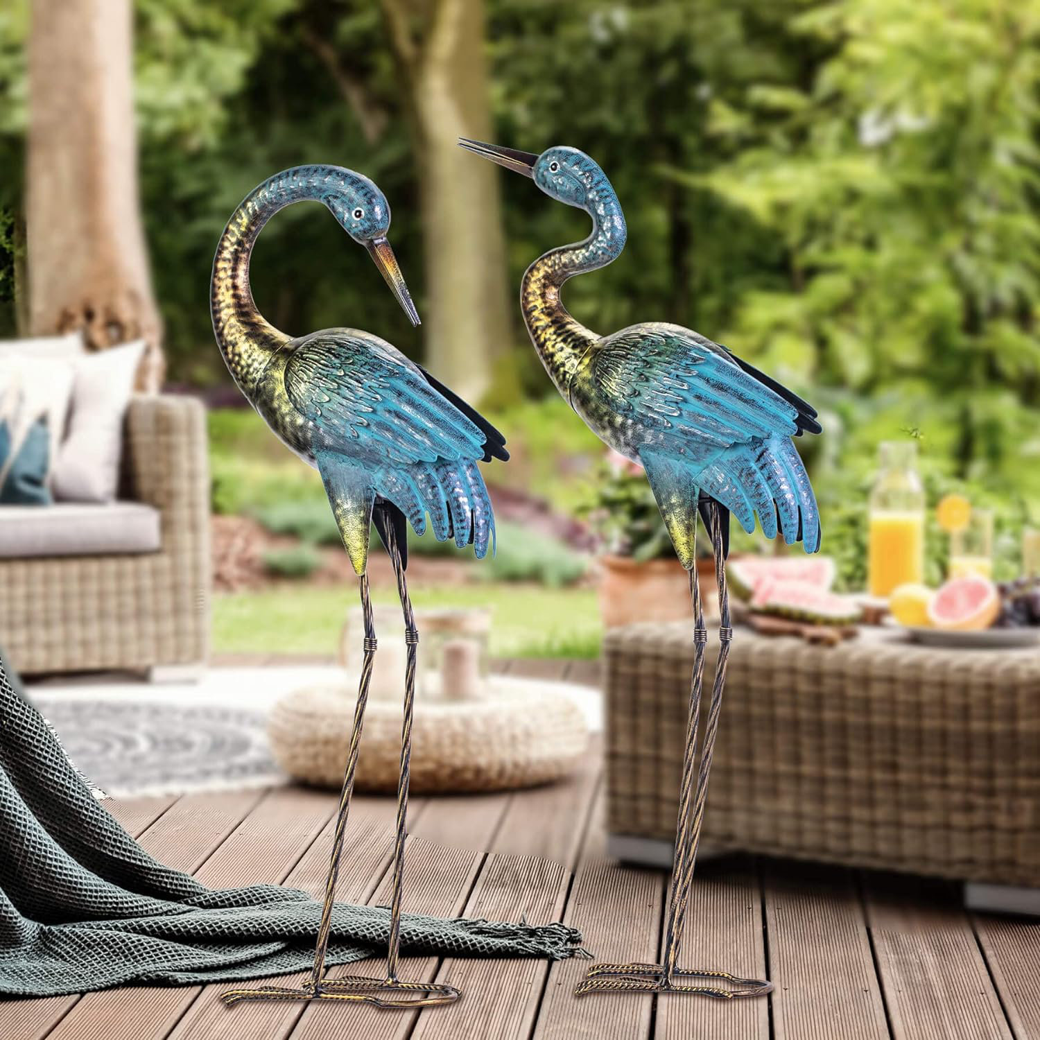 Red Barrel Studio® Garden Crane Statues Outdoor, Standing Blue Heron 