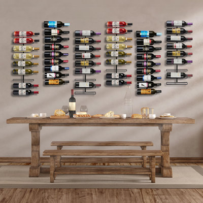 Wall Mount Wine Rack, Wine Bottle Holde  (Black)