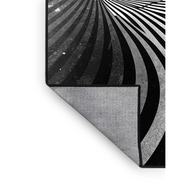 Machine Washable Bracondale Vert Ramp Skateboarding Bold & Eclectic Modern Arc Rug in Black – Black Binding, 7x10