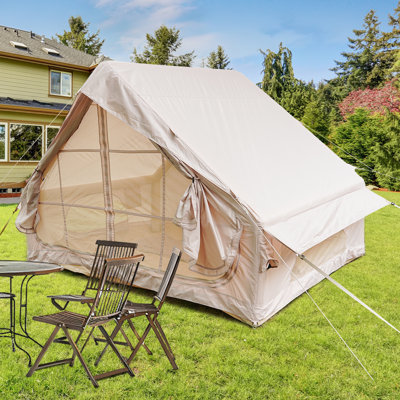 Inflatable Tent With Pump,Glamping Tents For 4-6 Person, Easy Setup 4 Season Waterproof Outdoor Tent,Waterproof Luxury Glamping Tent With 12 Mesh Window