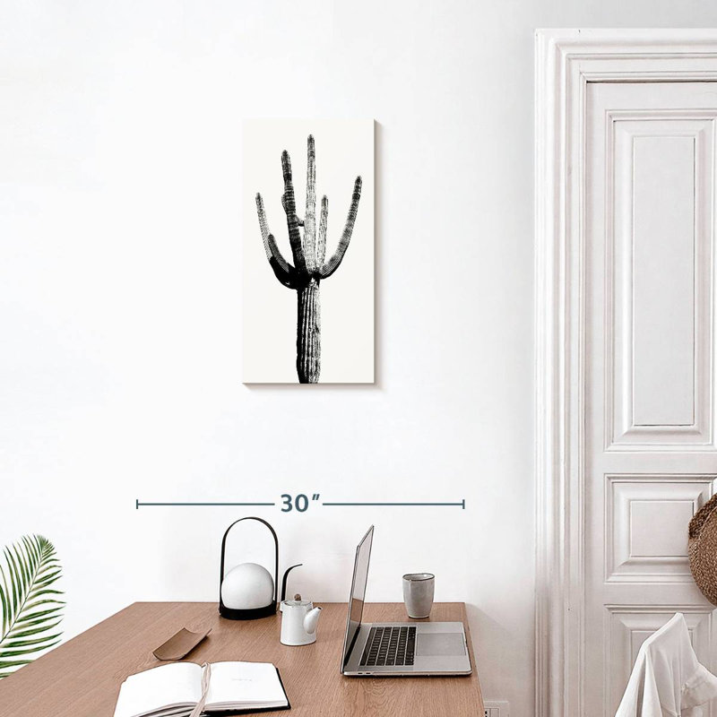 Saguaro noir et blanc I, H 24 po x l 12 po