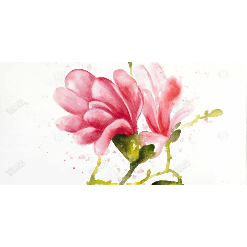 Fleurs de magnolia - Toile florale rose pour la maison | Art