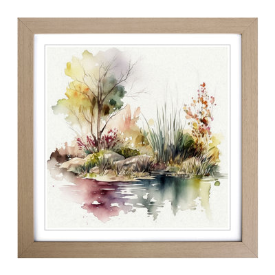 Pond Watercolour 1 Piece Single Picture Frame Wall Art