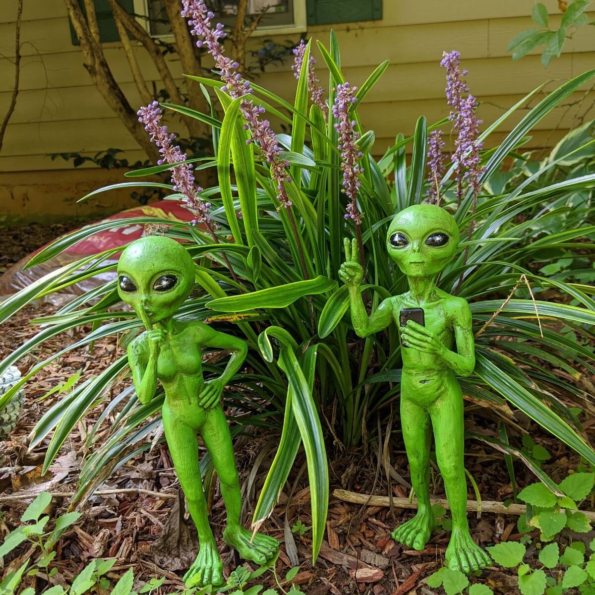 alien metal yard art