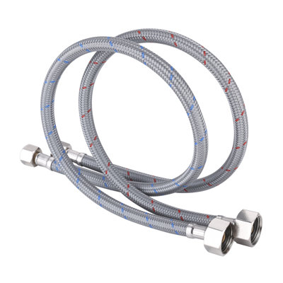 Arcora 24 Inch Length Braided Nylon Faucet Connector 3/8" Comp X 1/2" Fip. (1 Pair)