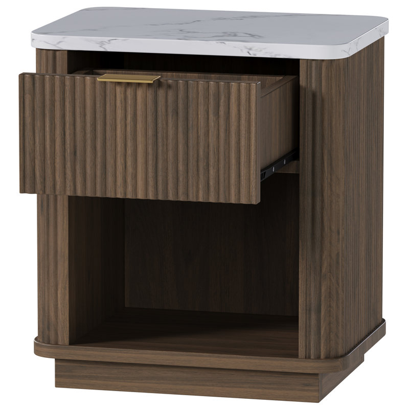 18.9'' W Particle Board / Chipboard Nightstand, Walnut