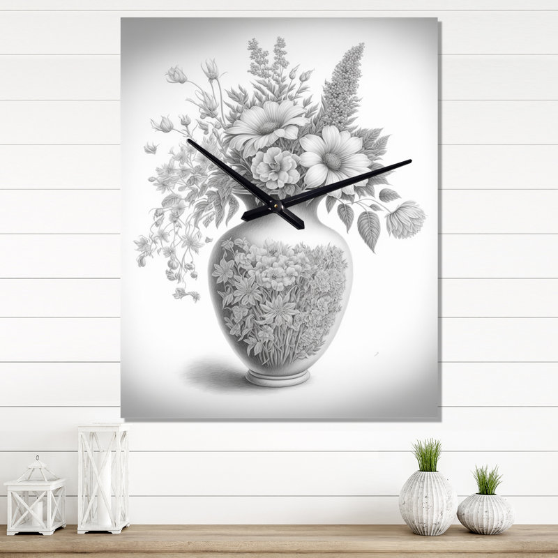 Horloge murale moderne monochrome, noir et blanc, nature morte I, Très petit