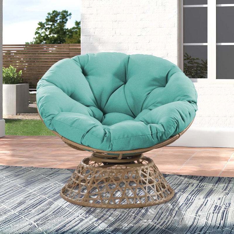 Outdoor 360° Swivel Wicker Papasan Chair - Premium Rattan, Soft Cushion & Durable Frame, Oversized Reading Chair, Green
