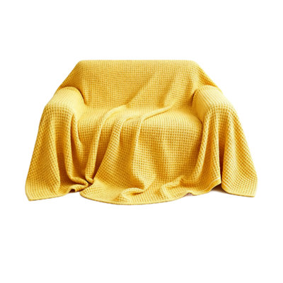 Cotton Blanket Throw Blanket, 150 x 200 cm,Yellow Double Size Blankets for Sofa