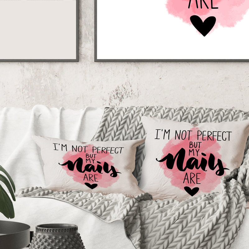 Housse de coussin et insert carré I Am Not Perfect But My Nails Are Square, 16" x 16"