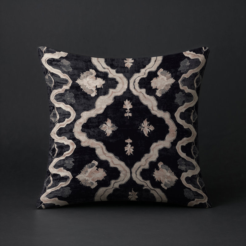 Coussin décoratif intérieur / extérieur gris Modern Modern, Géométrique beige / mauve, Carré 16 po