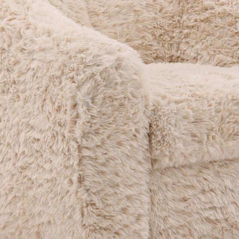 Caitlin Polyester Faux Fur Occasional Chair, Cream