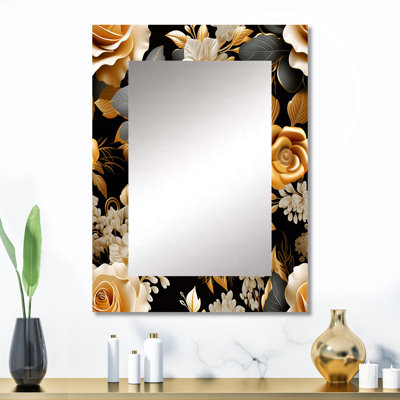 Elegant Beige Rose Harmony - miroir mural floral