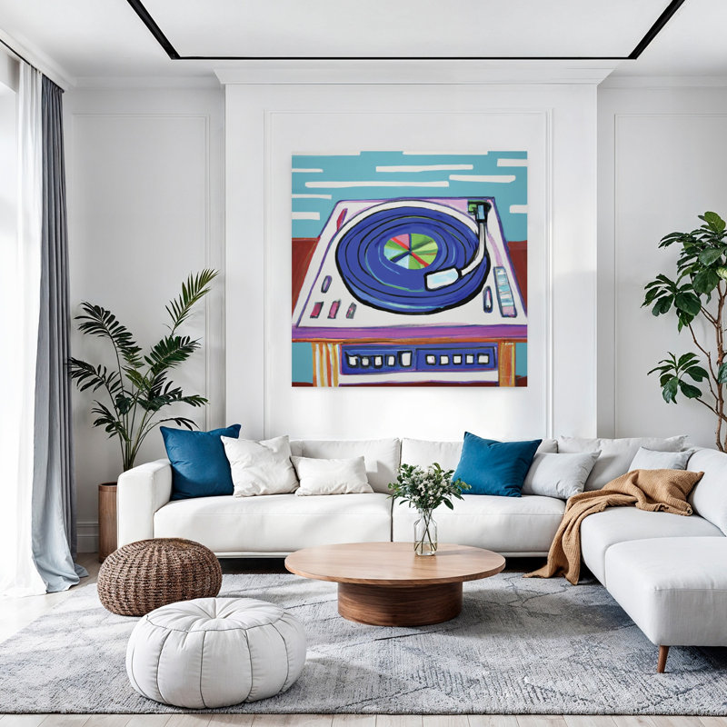 «Groovy Turntable», art abstrait rétro, H 48 po x l 48 po