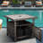 Outdoor Patio Side Table With Umbrella Hole Small Grey Wicker Umbrella Stand Table With 2 Weight Bags End Table For Outside Storage Coffee Table With Poly Lumber Top For Pool Garden Balcony Deck