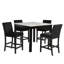 Ensemble de salle à manger à hauteur de comptoir 5 pièces, table carrée en faux marbre avec 4 chaises capitonnées-1403137244
