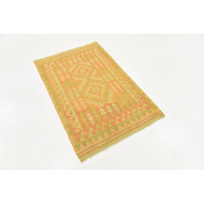 Tapis de la zone en laine noué la 3 pi x 4 pi 9 po one-of-kind main Elland