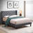 Velvet Button Upholstered Queen Bed - Wood Slat Construction Gray Color Scheme Size With Upholstery And Solid Support