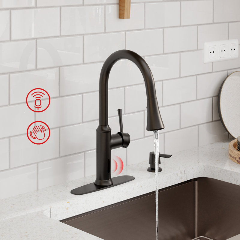 Willow Smart Faucet Touchless Pull Down Sprayer Kitchen Faucet with Voice and Motion Control, Matte Black
