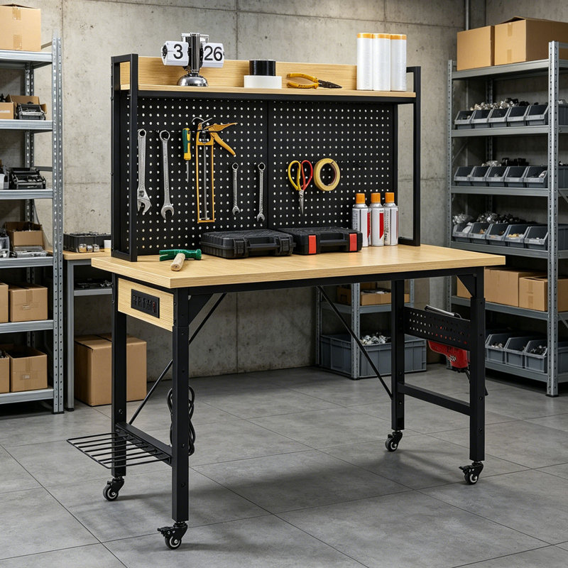 48" Multifunctional Heavy-Duty Workbench  With Pegboard