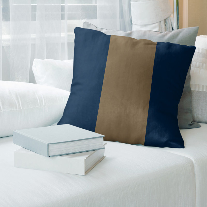 Housse de coussin de football la corne, 20 po x 20 po, Bleu / doré, Sergé de coton