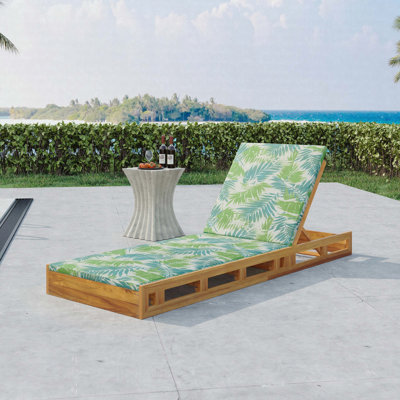 Fauteuil inclinable d'extérieur réglable en bois d'acacia avec coussin de 2 pouces résistant à l'eau et respirant