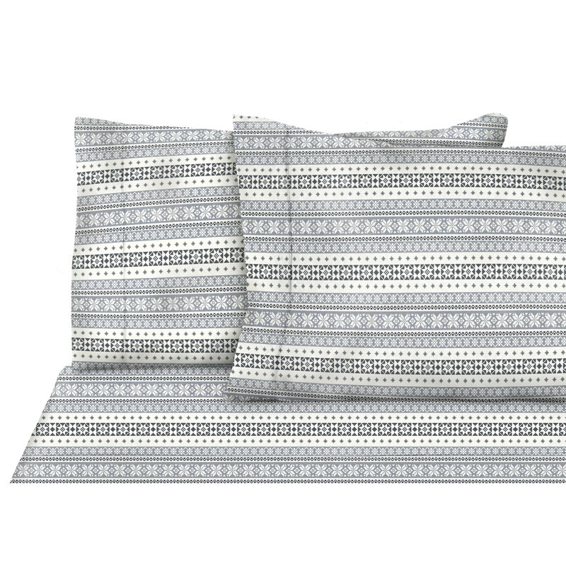 Ensemble de draps en flanelle à motif de flocons de neige 3 pièces Safdie Luxury Home