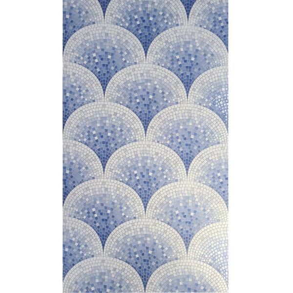 Corrigan Studio® Gloss White Blue Faux Fish Scale Mosaic Tiles