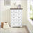 6-Drawer Dresser, Modern Farmhouse Wood Grain Tall Chest with Spacious Storage | Off-White | Bedroom-1807074690
