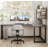 L-Shaped Sintered Stone Tabletop Desk with Shelf-1181181137