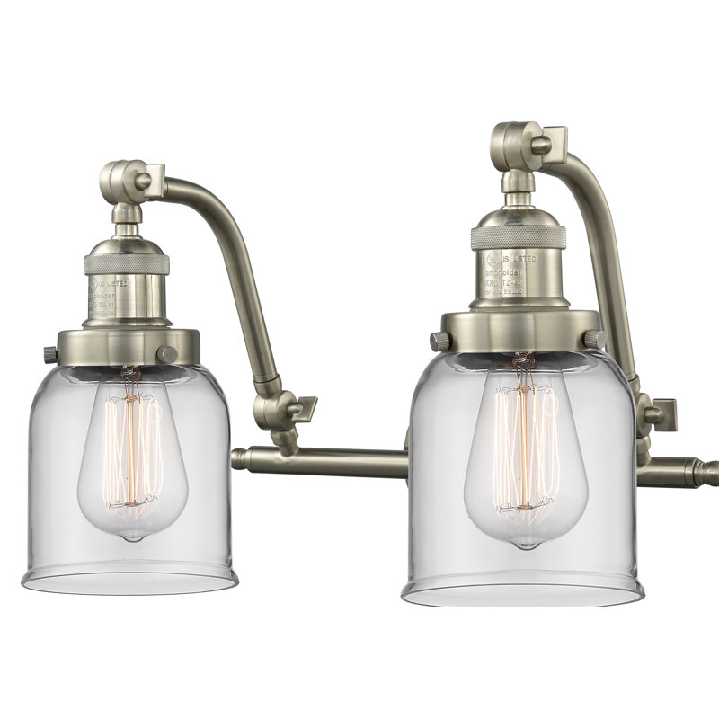 Éclairage pour salle de bain 2 lumières Bonomo Bell, Nickel satiné brossé, Ampoule DEL 6 watts Vinage, Transparent