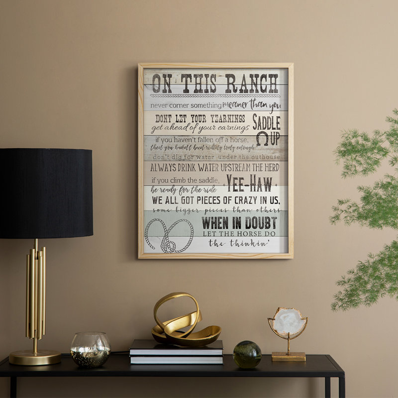 «On This Ranch», reproduction encadrée - bois massif, Naturel, H 15 po x l 12 po