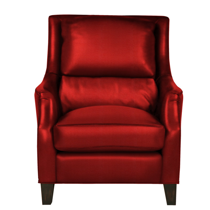 Savoy 36" W Genuine Leather Armchair, Cardinal Red (Cartier), Ash Honey