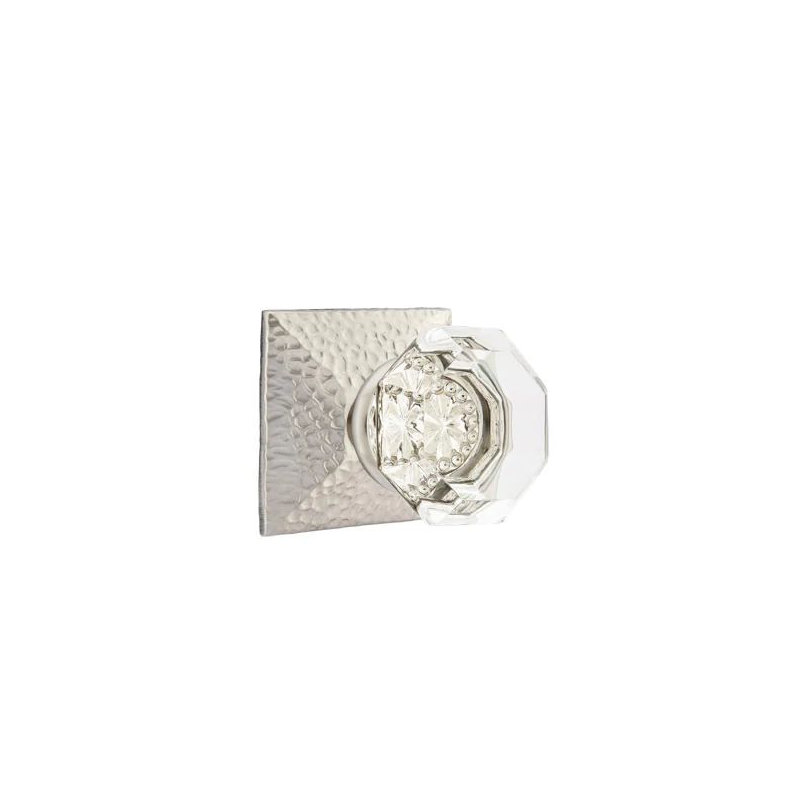 Ensemble de mortaise intérieure Emtek avec rosette martelée et bouton Old Town (droite)