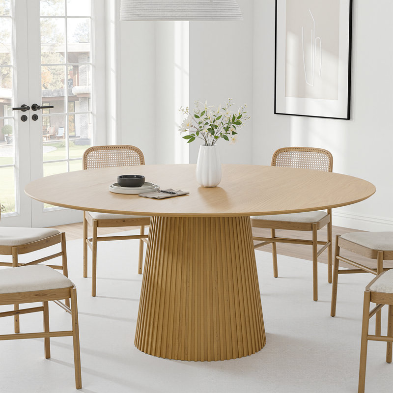 Table de salle à manger ronde en bois massif, H 29,3 po x L 60 po x l 60 po, Chêne
