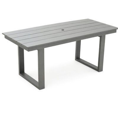 Repas d'extérieur gris et réunion de bois recyclé, fort impact, résistant aux intempéries, durable, personnalisable, économique, table de patio et table de style moderne, résistante, facile