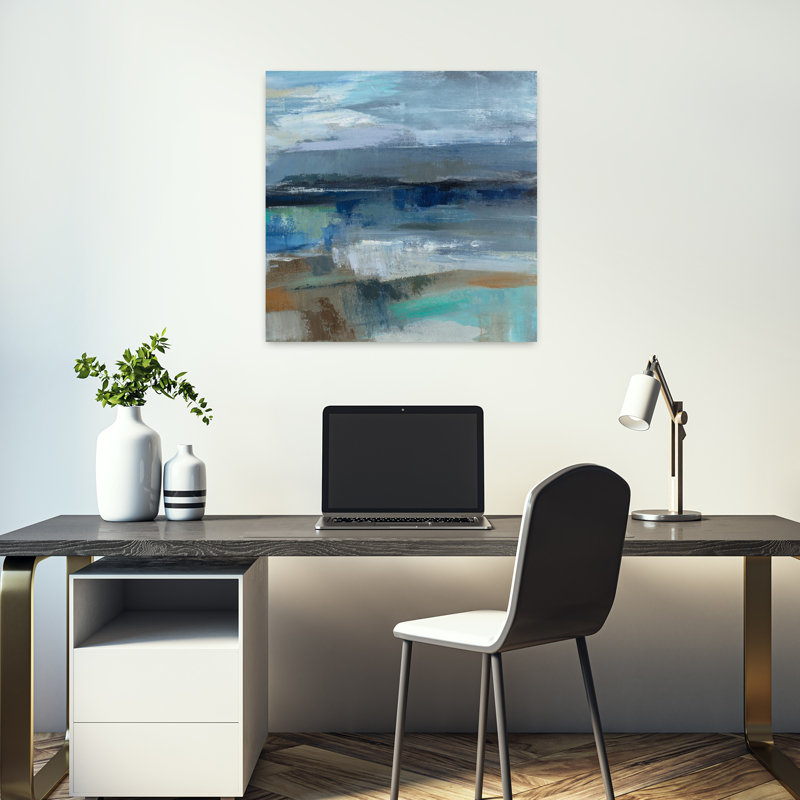 Contemporary Wave Crop II avec art abstrait noir, H 18 po x l 18 po