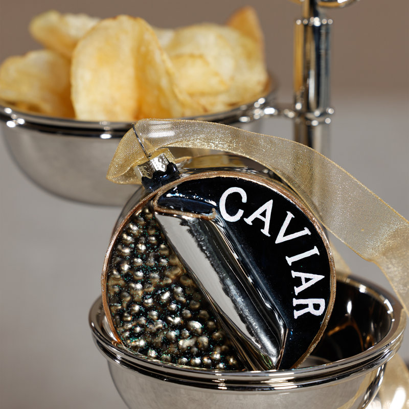 Ornements suspendus en verre boîte de caviar de Noël, ensemble de 6