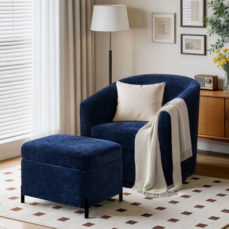 Caysey Upholstered Swivel Accent Chair (Set Of 2), Blue