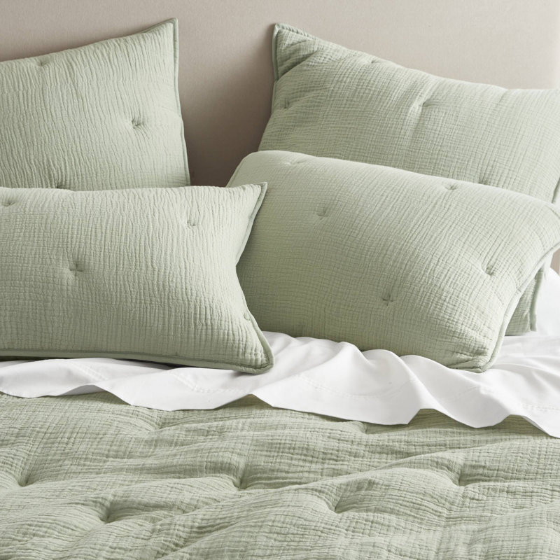 Premium Sage Embroidered King Bedding Set, Cotton Comfort For All Seasons