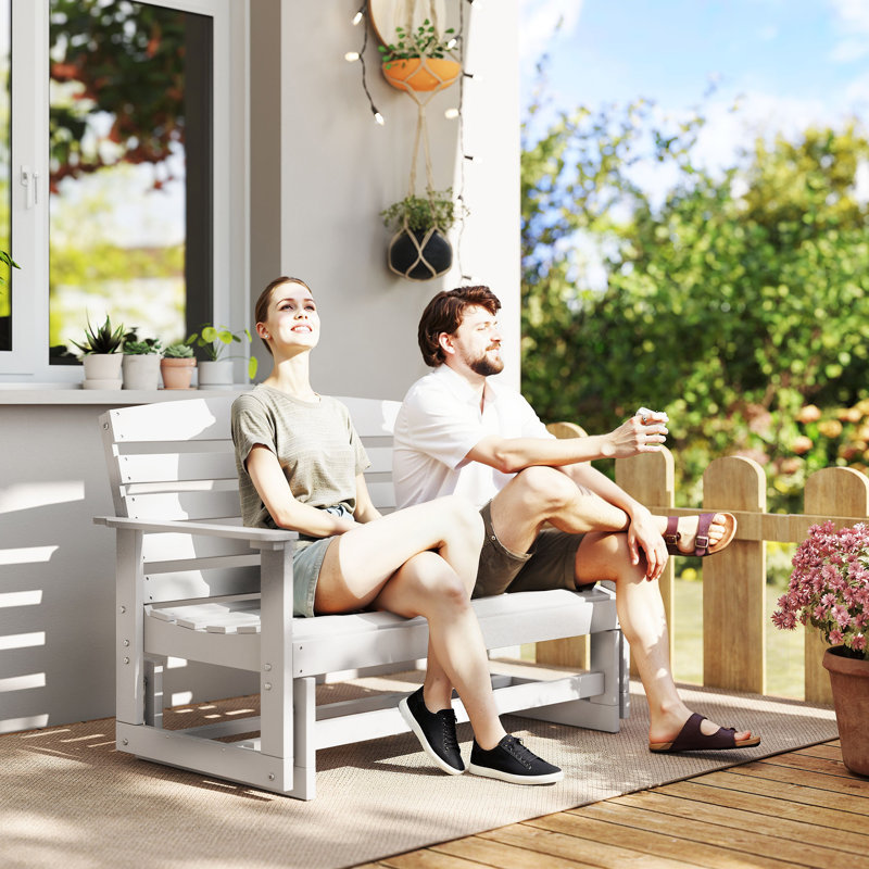 Banc en plastique d'extérieur Atena, Blanc