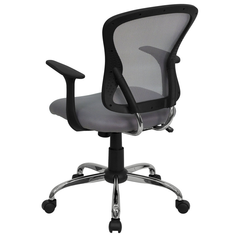 Mid-Back Gray Mesh Swivel Task Chair with Chrome Metal Base