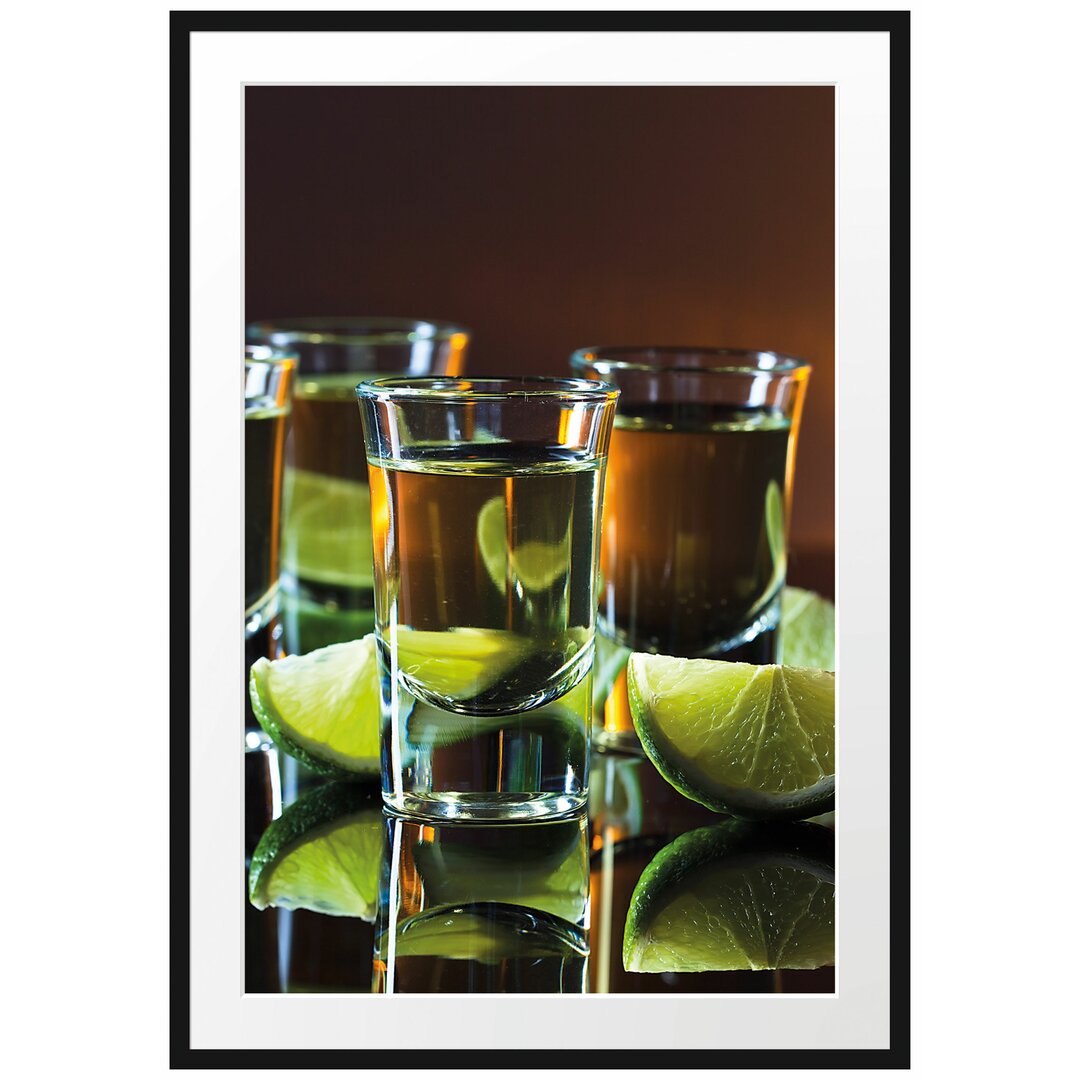 Gerahmtes Poster Tequila mit Limetten