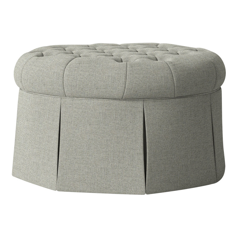 Repose-pieds cocktail capitonné rond 35 po Alma, Perigold Play Sage