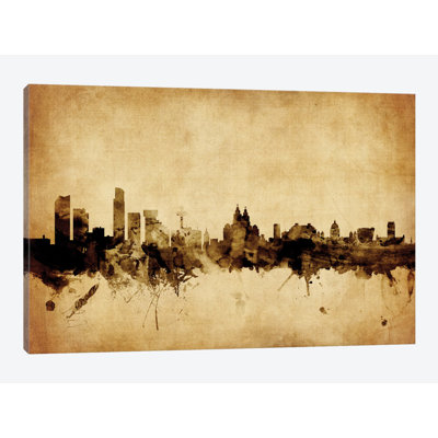 «Foxed (Retro) Skyline Series», art graphique sur toile tendue, Angleterre
