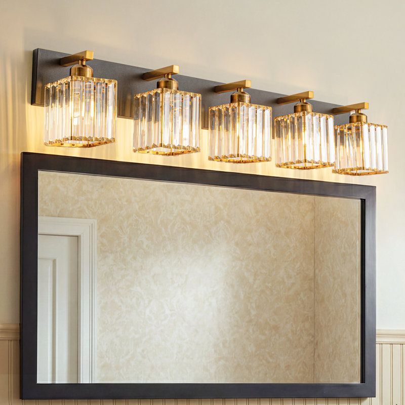 Lanceton Dimmable Vanity Light, Black/Gold, 5 Lights