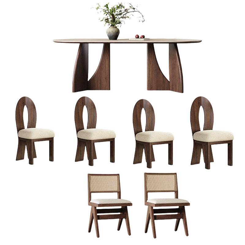 Household solid wood dining table sets, 29.52"H x 70.86"L x 31.49"W