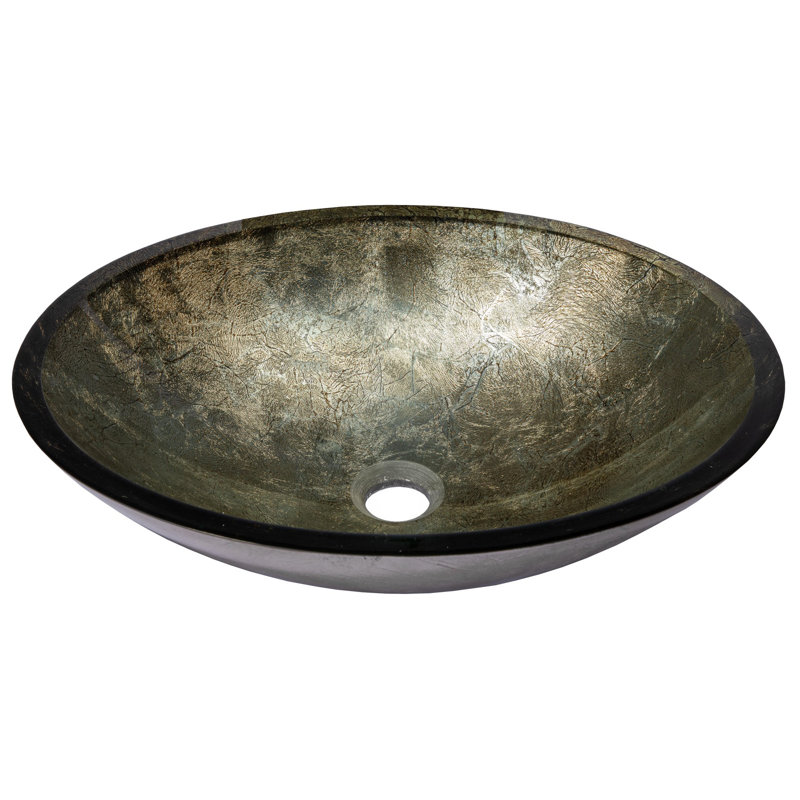 Eden Bath 15.38'' Champagne Gold Glass Oval Bathroom Sink